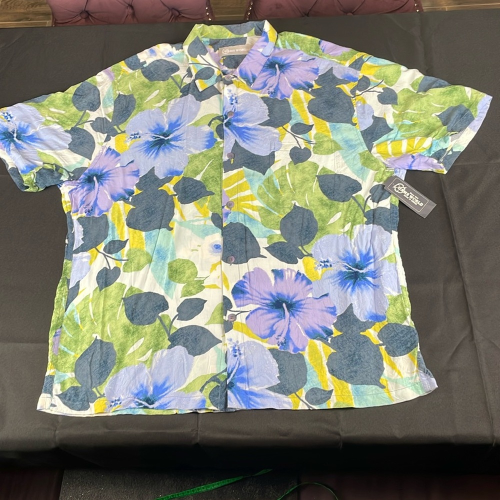 Jams World Hibiscus Palm Indi men’s size X-Large button up pocket tropical